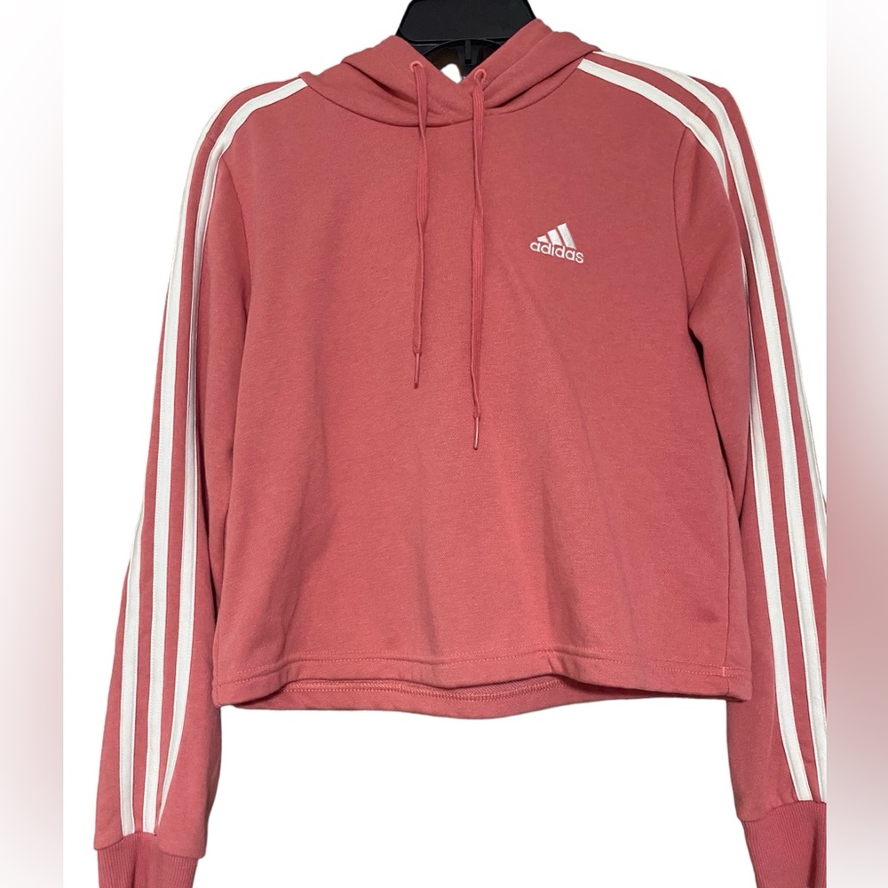 adidas Women's "Rose" Essentials 3-Stripes Cropped Hoodie
